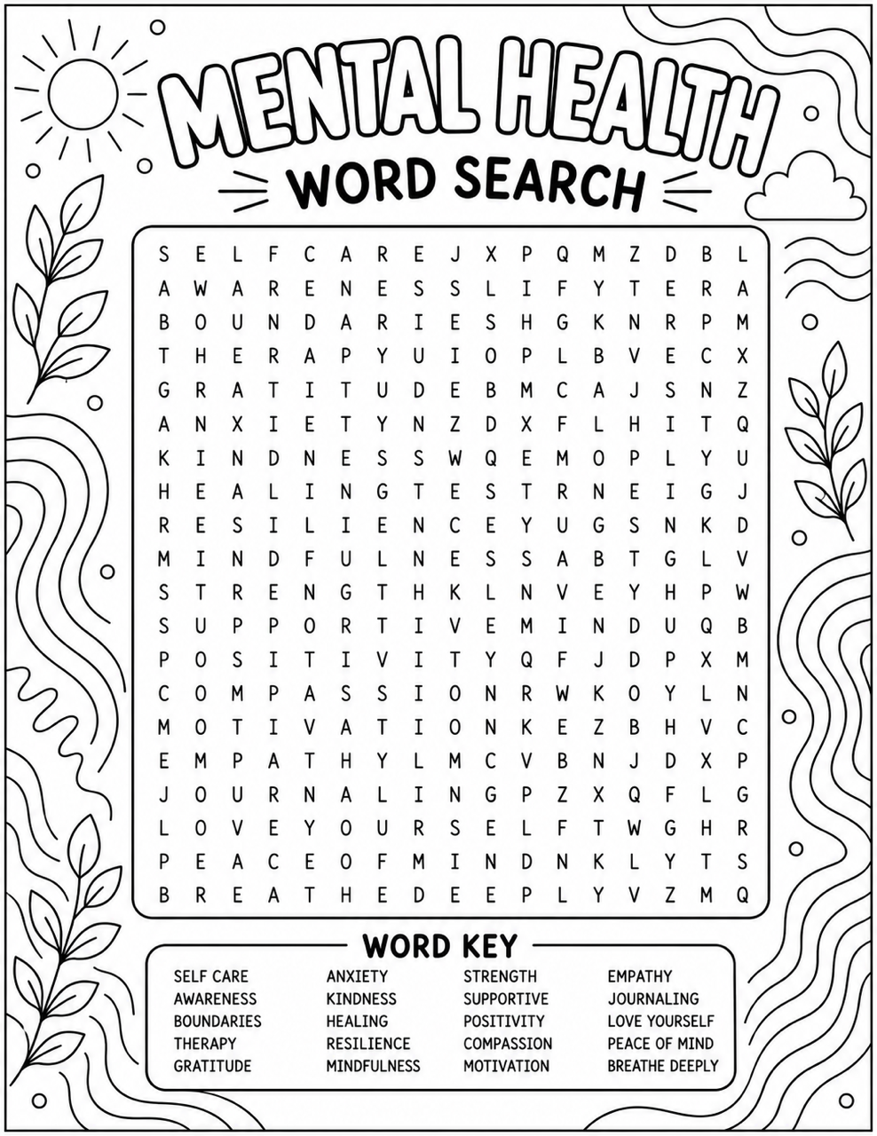 Mental Health Coloring Book